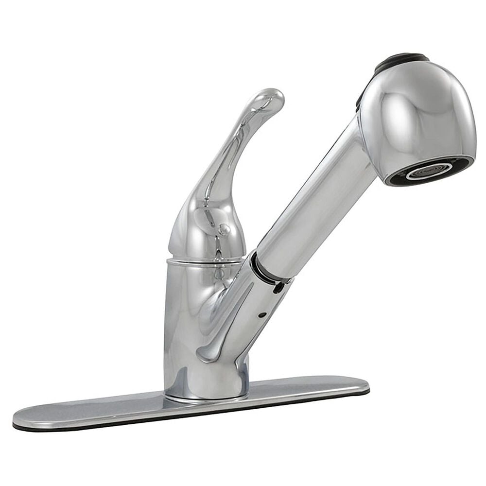 MS International Pull-Out Low Profile Sprayer Kitchen Faucet in Polished Chrome, , large