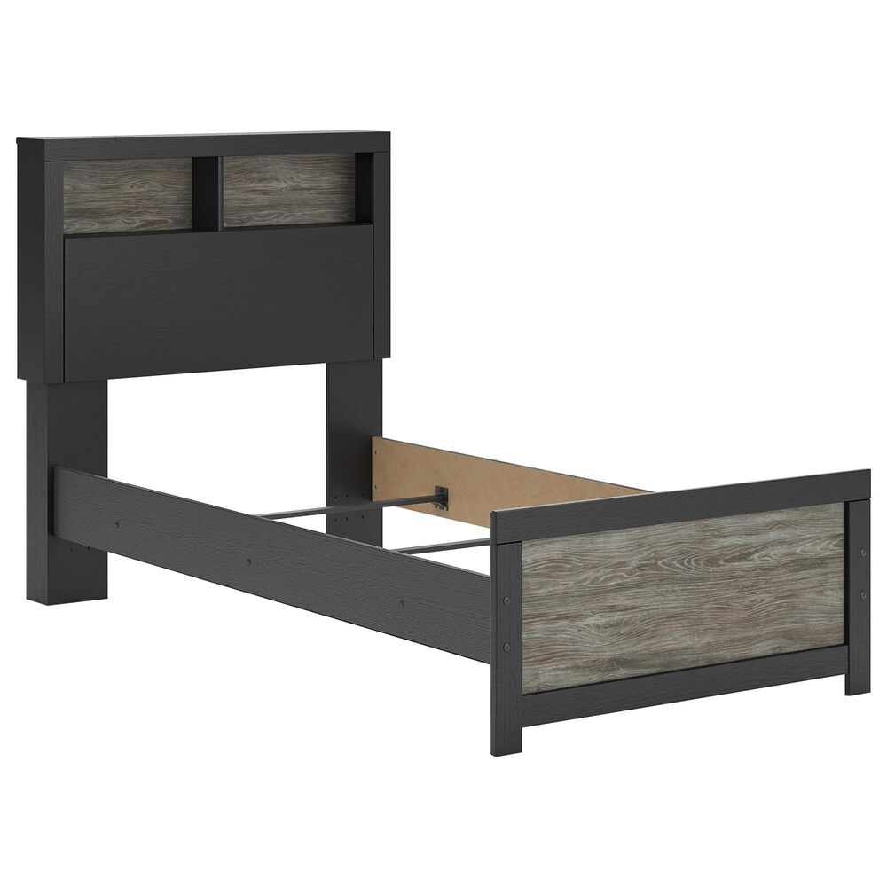 Ashley Broachmyn 4 Piece Twin Bookcase Bed Set in Black and Gray, , large
