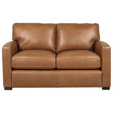 Bassett Wilson Leather Loveseat in Pecan, , large
