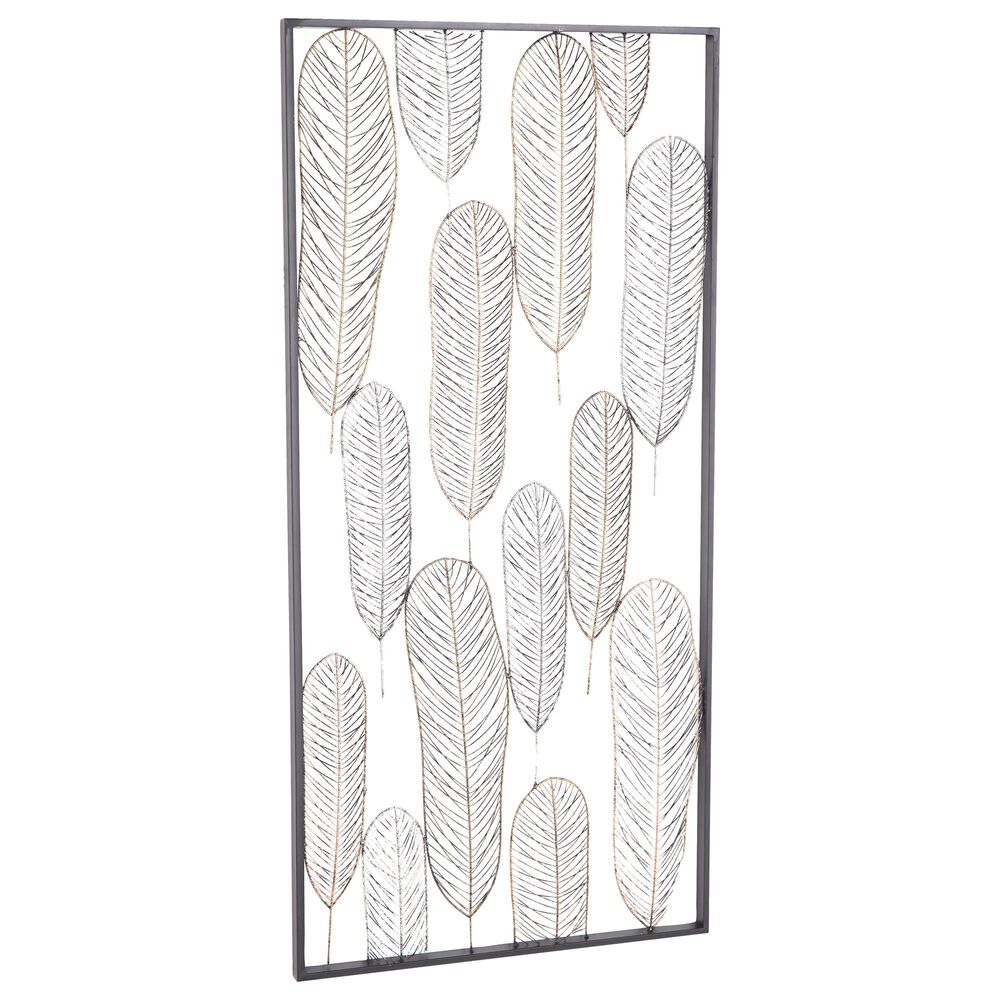 Maple and Jade 22" x 46" Leaves Wall Decor in Black, , large