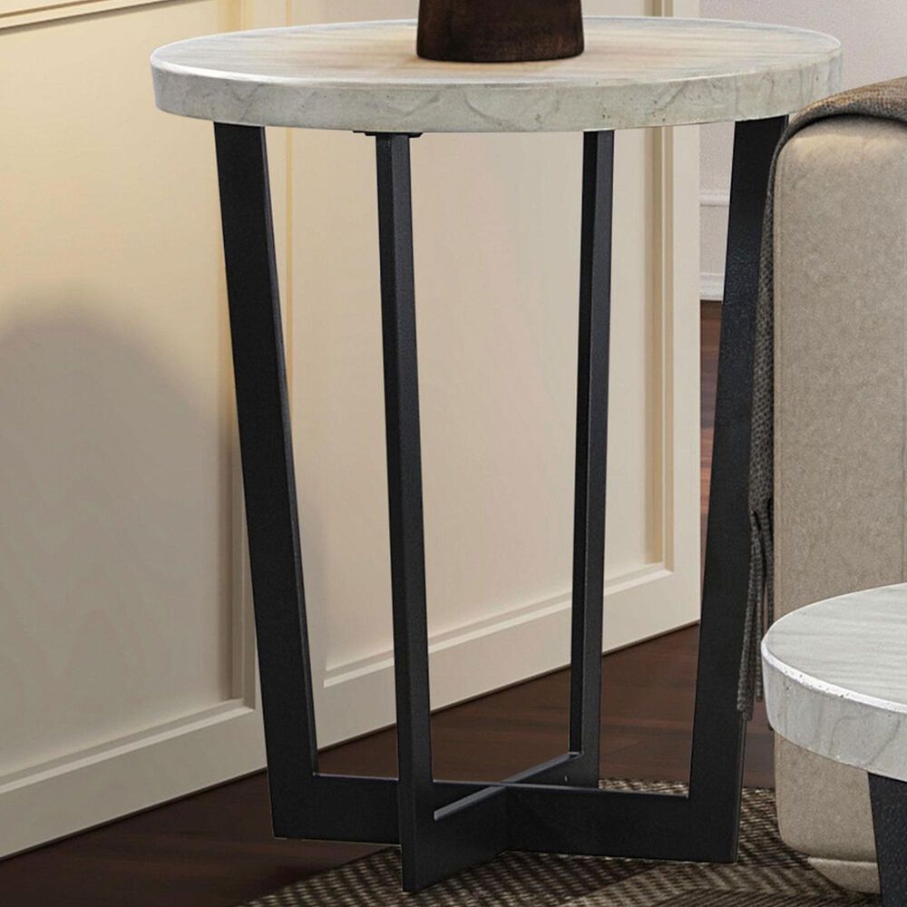 Belle Furnishings Pierce End Table in Black Textured and White, , large