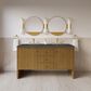 James Martin Hudson 60" Double Bathroom Vanity in Honey Oak with 3 cm Parisien Bleu Silestone Top and Rectangular Sinks, , large