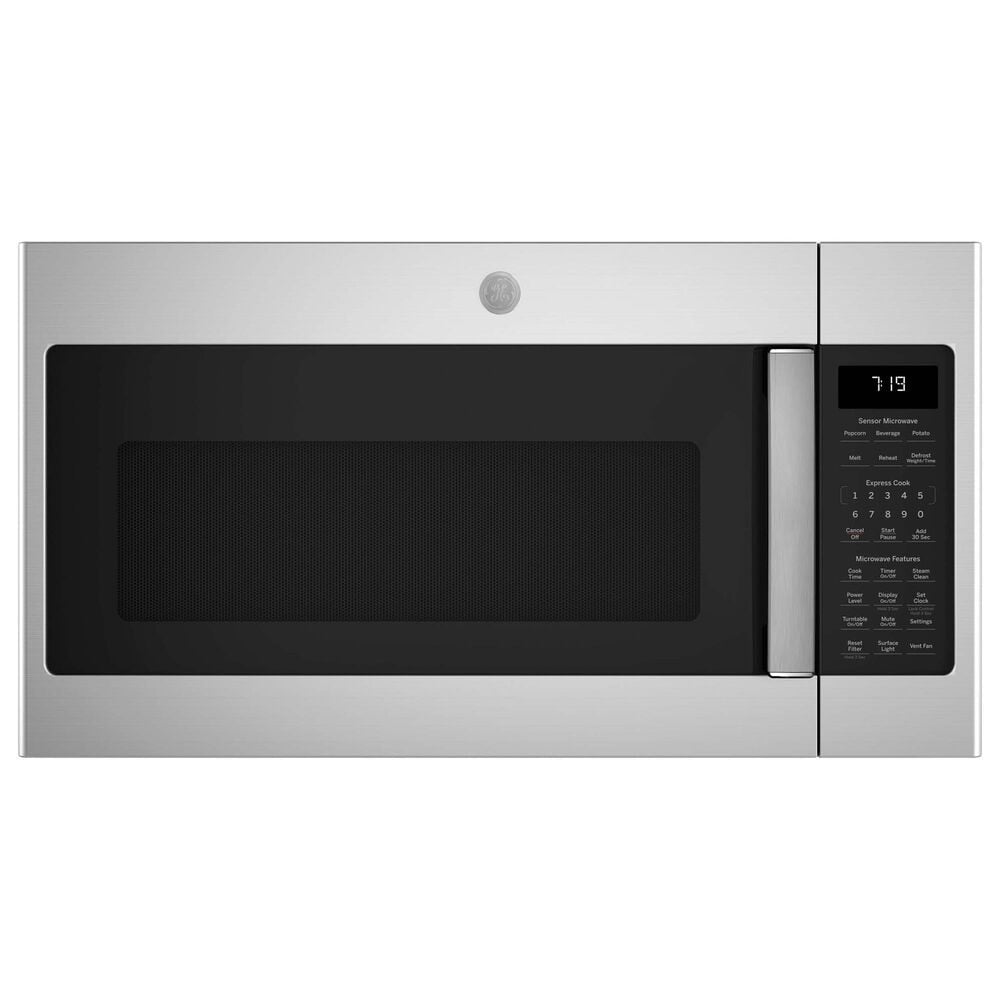 GE Appliances 2-Piece Kitchen Package with 5.3 Cu. Ft. Free-Standing Electric Range and 1.9 Cu. Ft. Over-The-Range Microwave in Stainless Steel and Black, , large