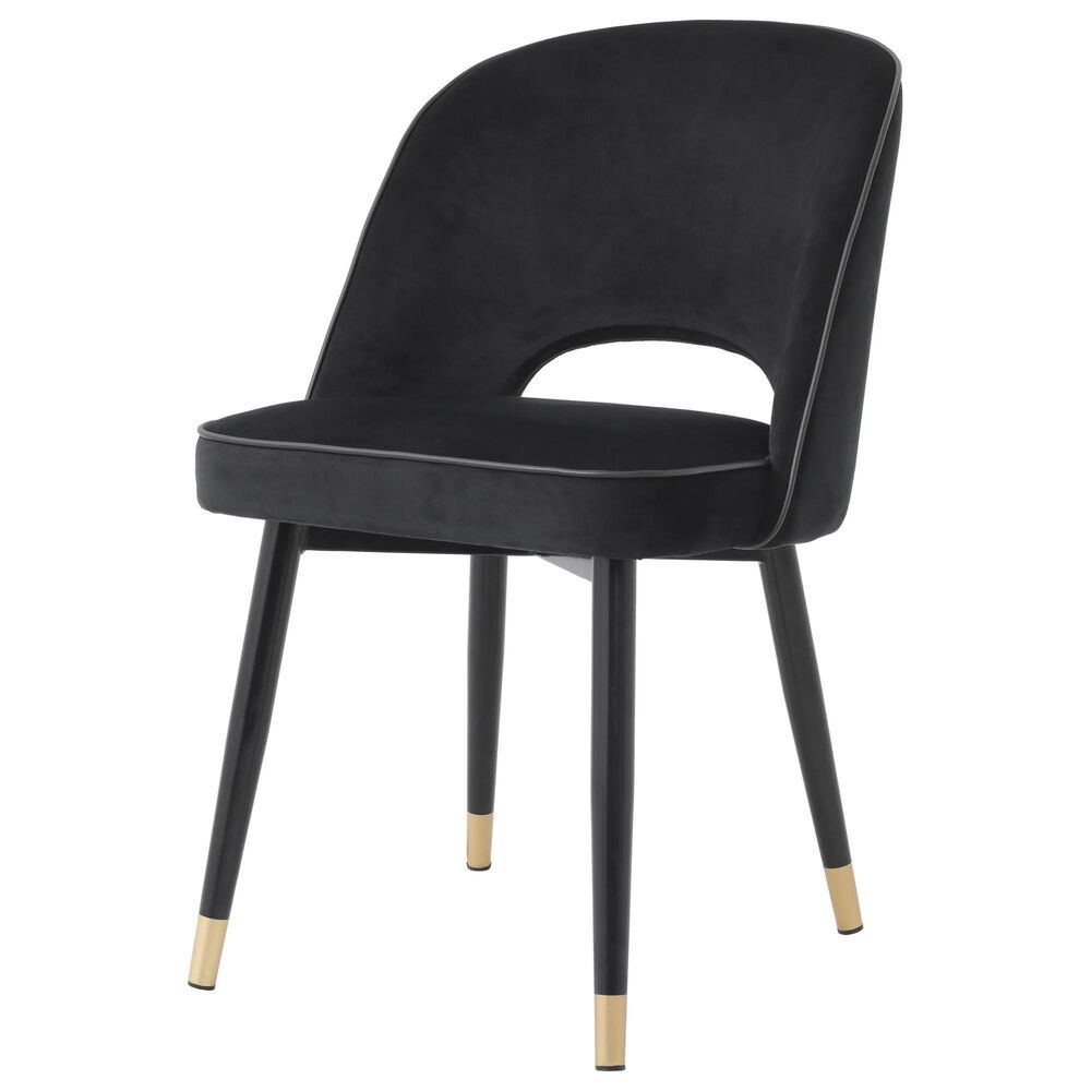 Eichholtz Cliff Upholstered Dining Side Chair in Roche Black Velvet, , large