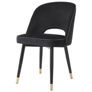 Eichholtz Cliff Upholstered Dining Side Chair in Roche Black Velvet, , large
