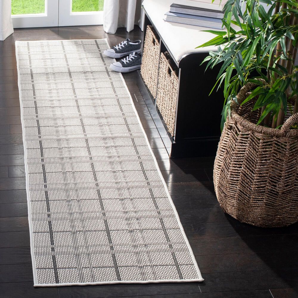 Safavieh Bermuda BMU803B 2&#39; x 10&#39; Ivory and Grey Indoor/Outdoor Performance Runner, , large