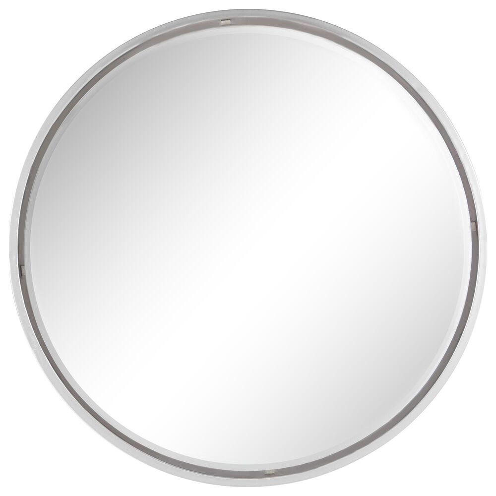 Maple and Jade 30&quot; Round Wall Mirror in Glossy Silver, , large