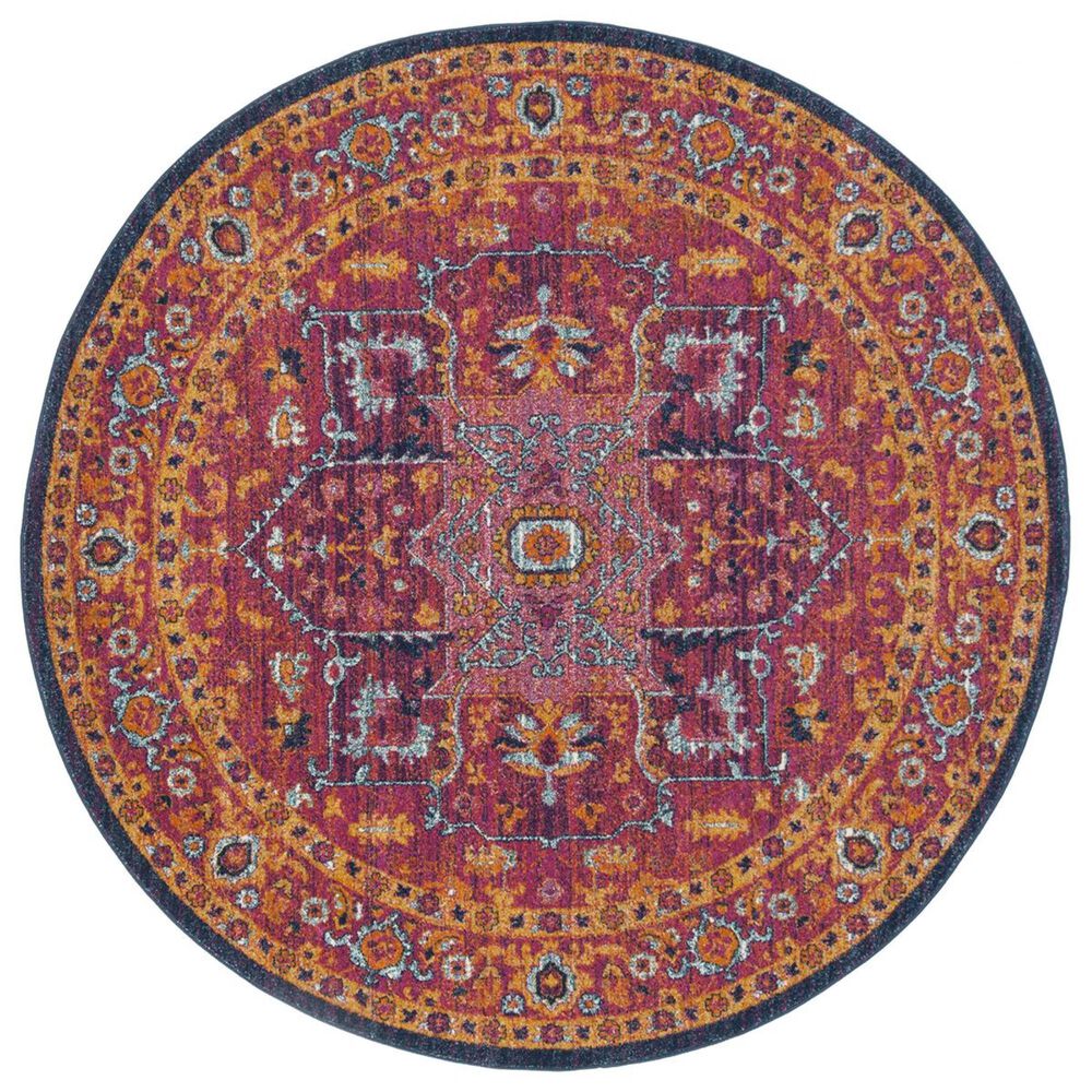 Safavieh Evoke EVK275S-5R 5&#39;1&quot; Round Fuchsia/Orange Area Rug, , large