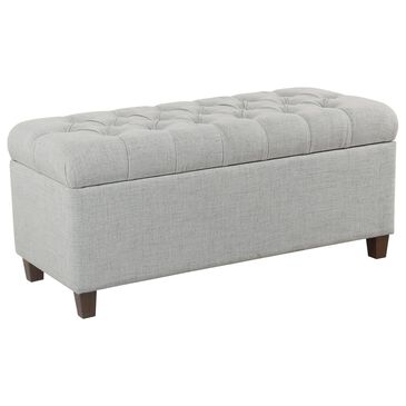 Kinfine Ainsley Storage Bench with Light Blue Cushion in Dark Walnut, , large