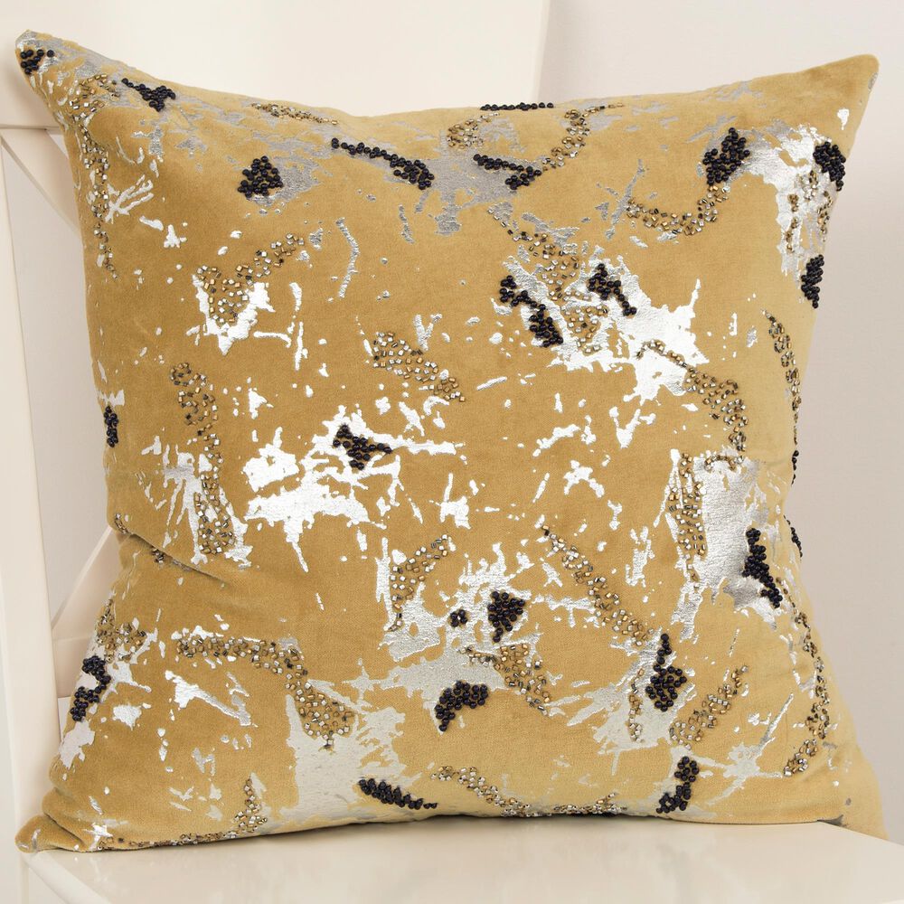 Rizzy Home Abstract 20" Down Filled Pillow in Gold, , large