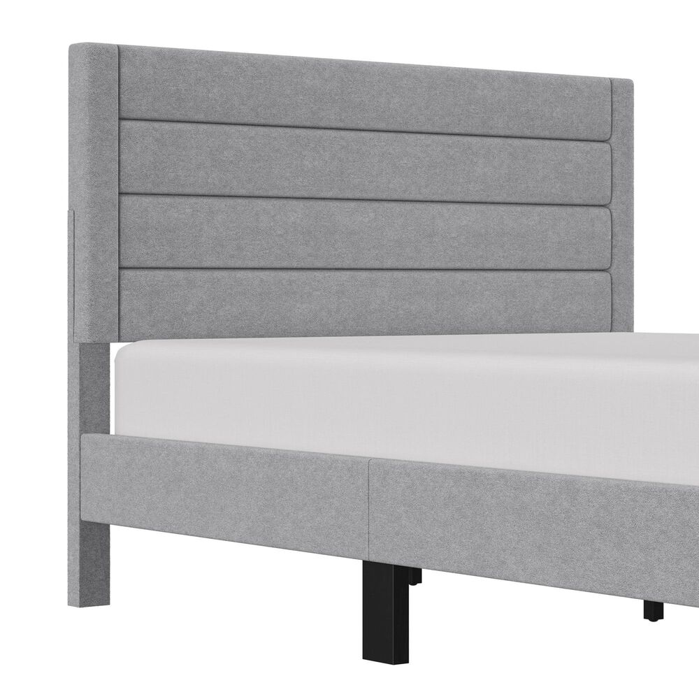 Richlands Furniture Maryhill King Platform Bed with Light Gray Upholstery in Black, , large