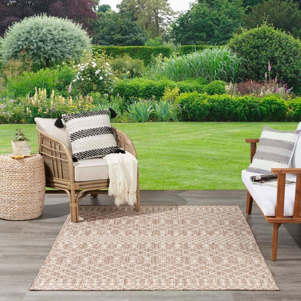 Nourison Positano Southwestern Beige 5&#39; x 7&#39; Indoor/Outdoor Area Rug, , large