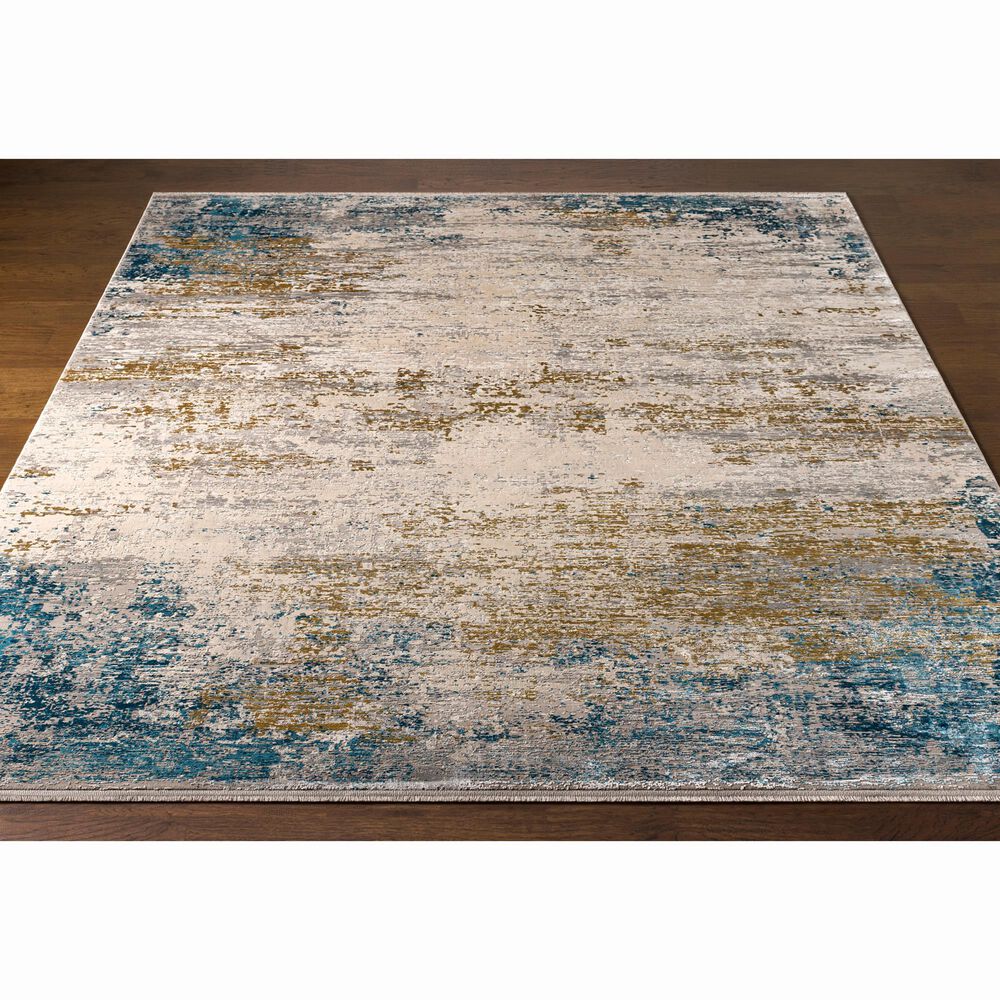 Surya Solar 6&#39;7&quot; x 9&#39;6&quot; Sky Blue, Dark Blue, Saffron, White, Gray and Charcoal Area Rug, , large