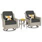HOMLUX 3-Piece Outdoor Swivel Rocking Chair Set and Side Table in Black, , large