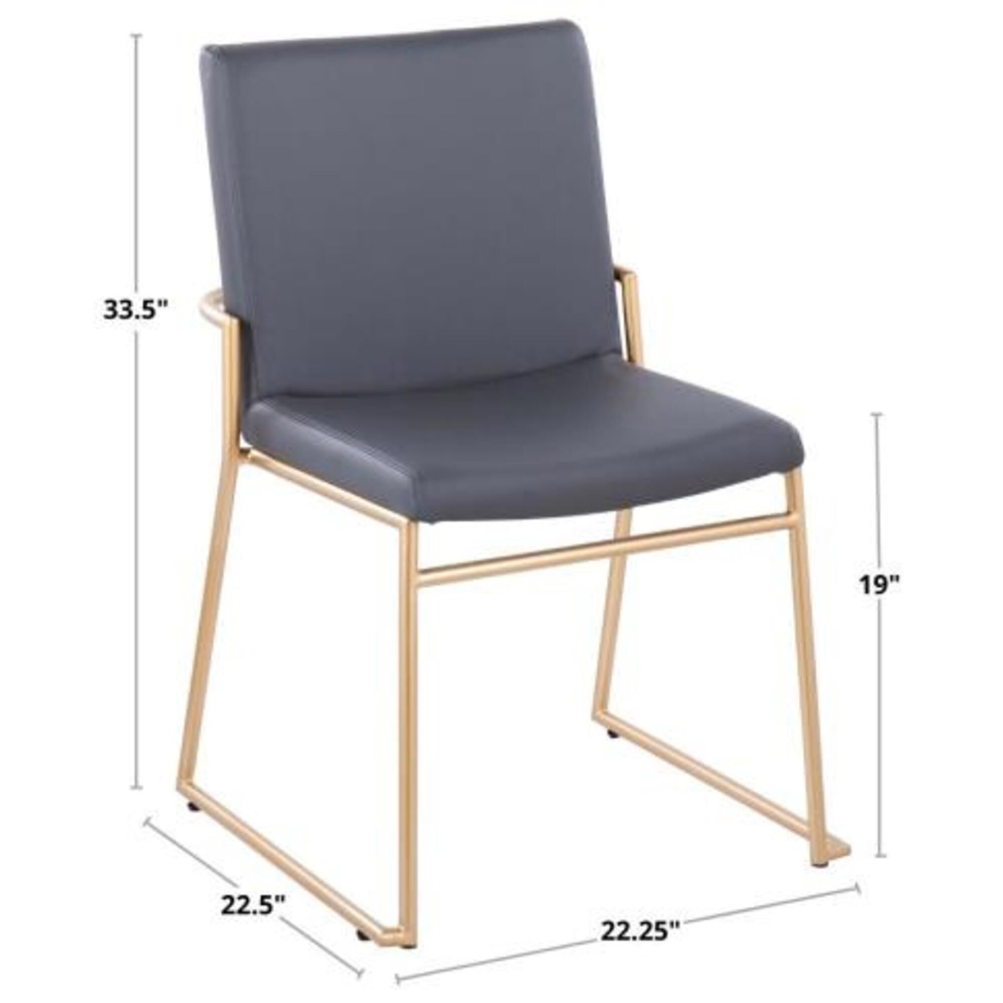 LumiSource Dutchess Side Chair with Black Velvet Cushion in Gold
