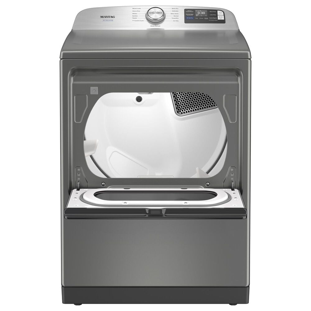 Maytag 7.4 Cu Ft. Smart Front Load Electric Dryer with Pet Pro Option in Classic Silver, , large