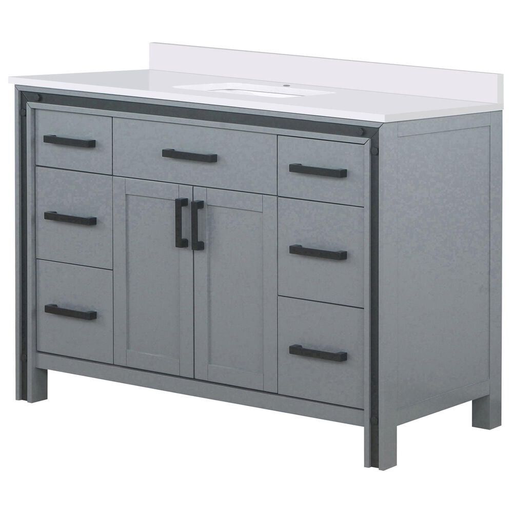 Lexora Home Ziva 48" Single Bathroom Vanity in Dark Grey with 2 cm White Cultured Marble Top and Rectangular Sink, , large