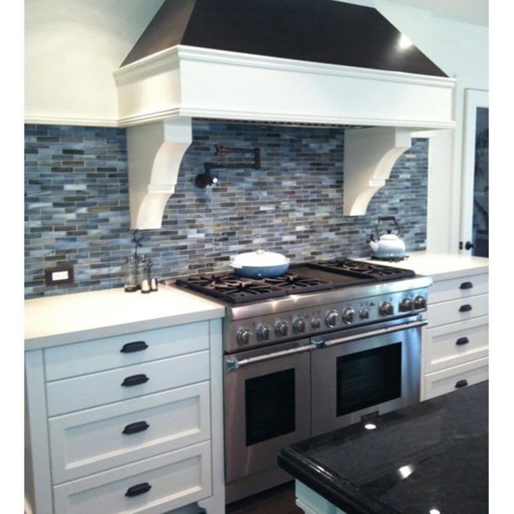 Dal-Tile Glass Horizons Atlantic Blend 12" x 12" Glass Mosaic Sheet, , large