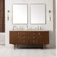 James Martin Vanities Amberly 72" Double Bathroom Vanity in Walnut with 3 cm Carrara White Marble Top and Rectangular Sinks, , large
