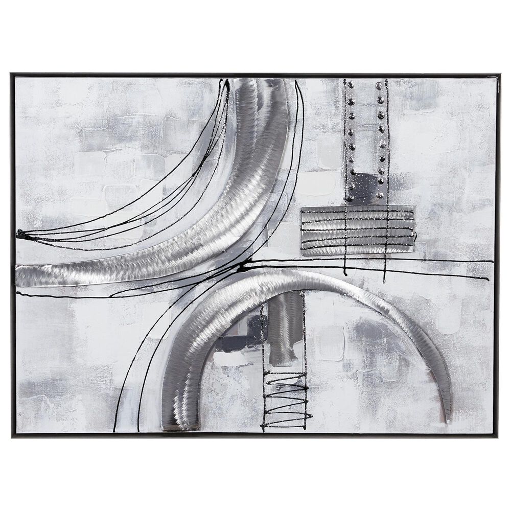 Maple and Jade 30&quot; x 40&quot; Contemporary Abstract Wall Art in Gray, White, Black and Silver, , large