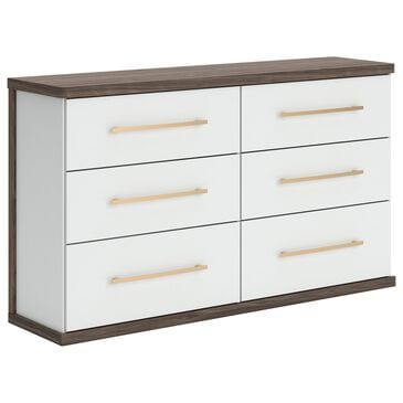 Ashley Kendanport 6-Drawer Dresser in Dark Brown and Matte White, , large