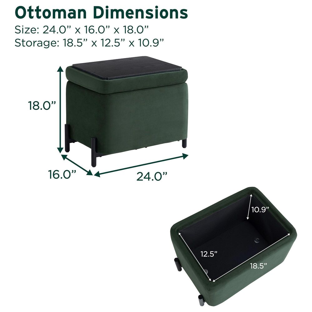 Lifestyle Solutions Kona Small Storage Ottoman in Green, , large