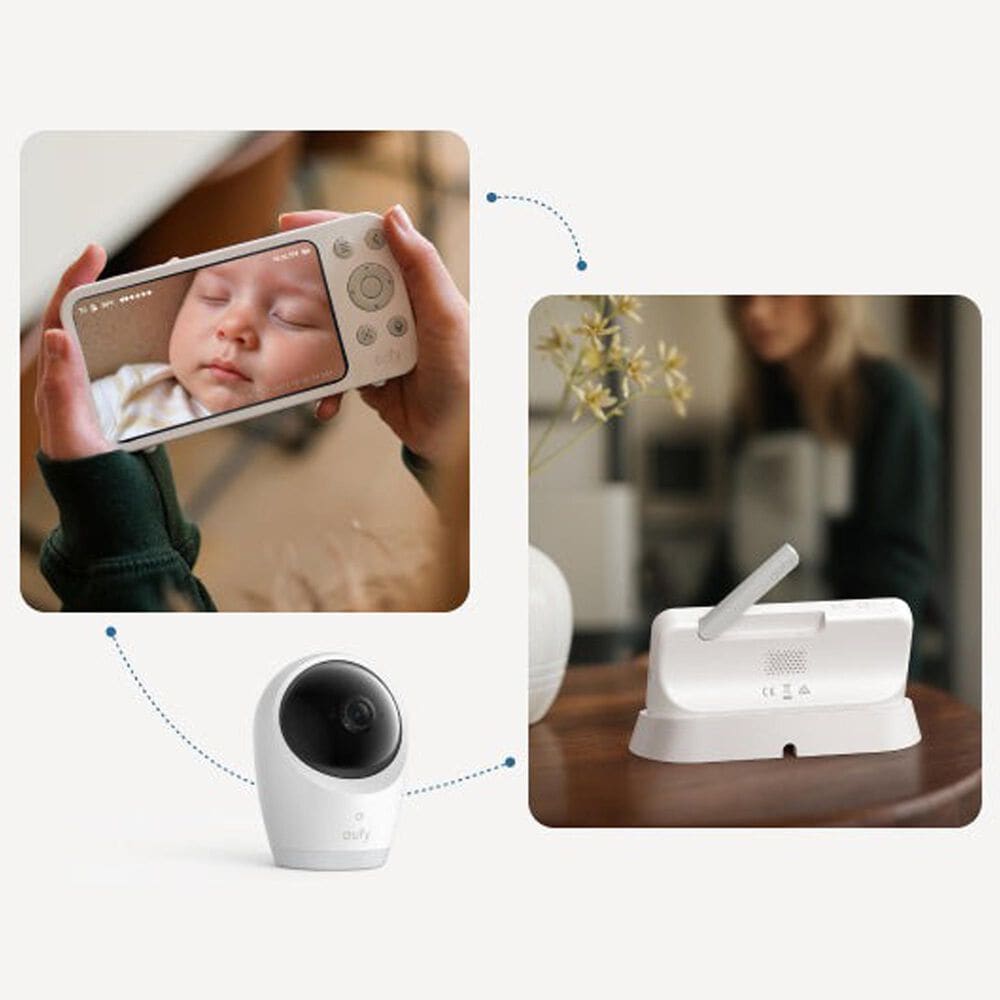 eufy E21 Baby Monitor with 4K Camera and Charging Base in White, , large