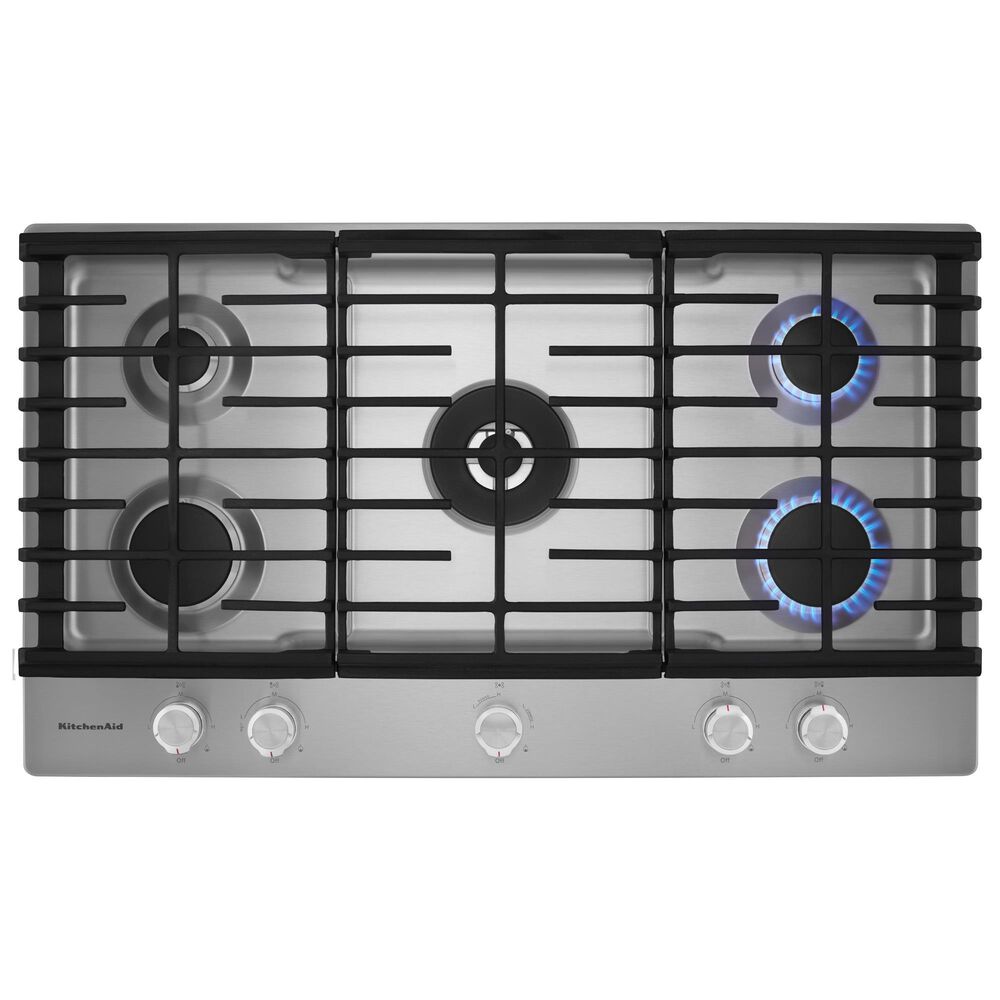 KitchenAid 2-Piece Kitchen Package with Black Ore 30" Smart Single Wall Oven and Stainless Steel 36" Gas Cooktop, , large