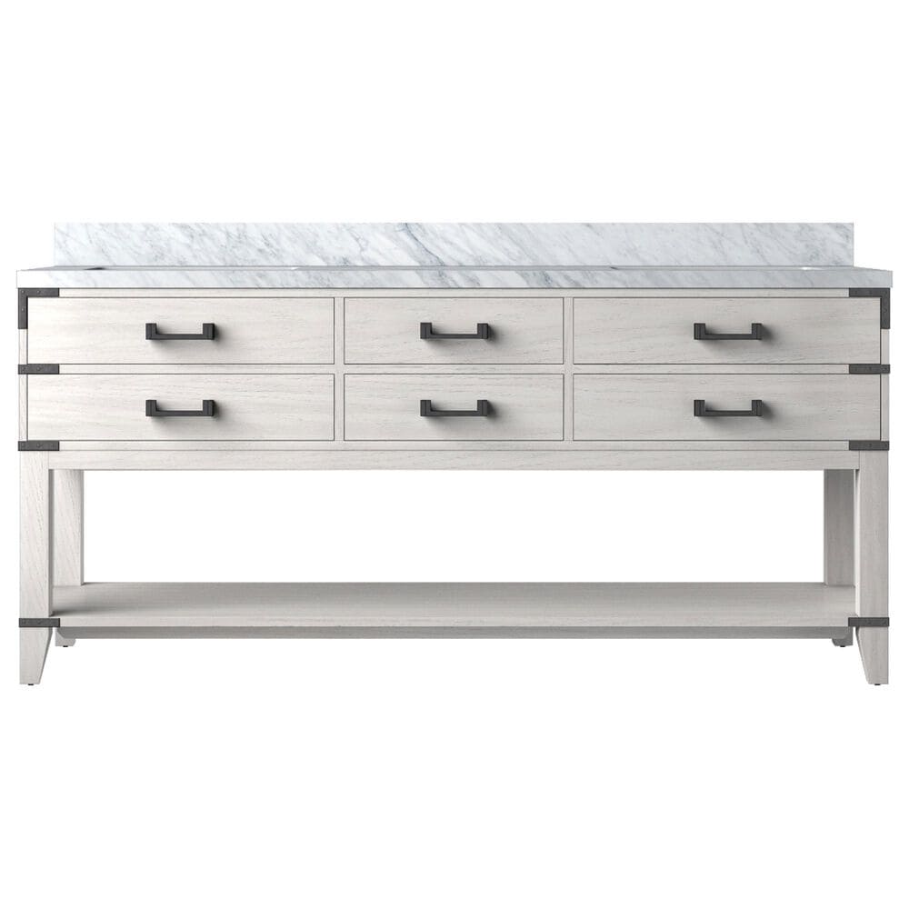 Lexora Home Norwalk 72&quot; Double Bathroom Vanity in White Oak with White Carrara Marble Top  and Rectangle Sink, , large
