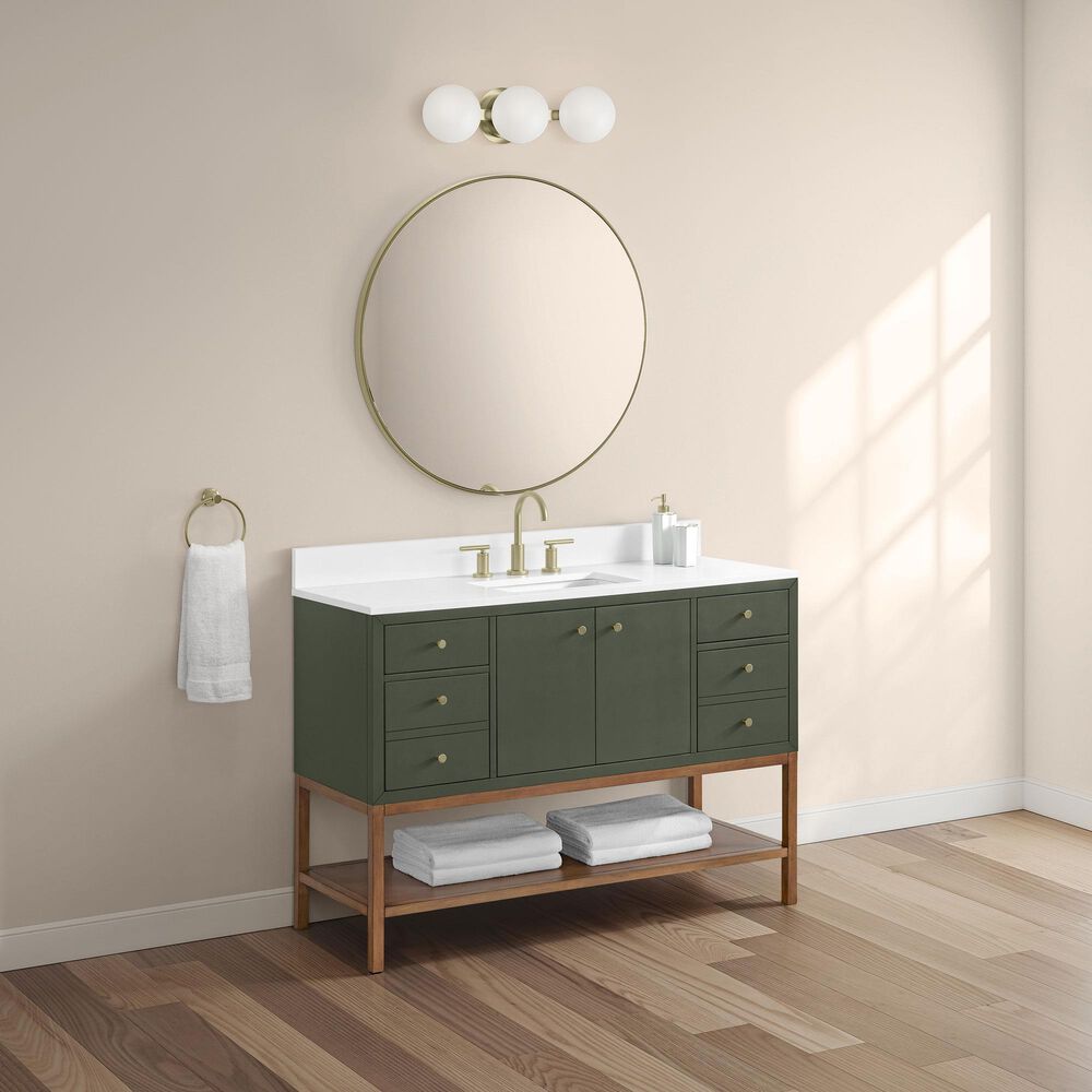 37B Isadore 48" Single Bathroom Vanity Cabinet in Deep Olive Green and White Composite Stone Top and Backsplash, , large