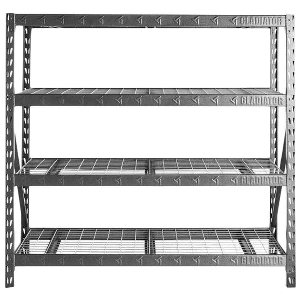 Gladiator 77" Wide Heavy Duty Rack with Four 24" Deep Shelves in Hammered Granite, , large