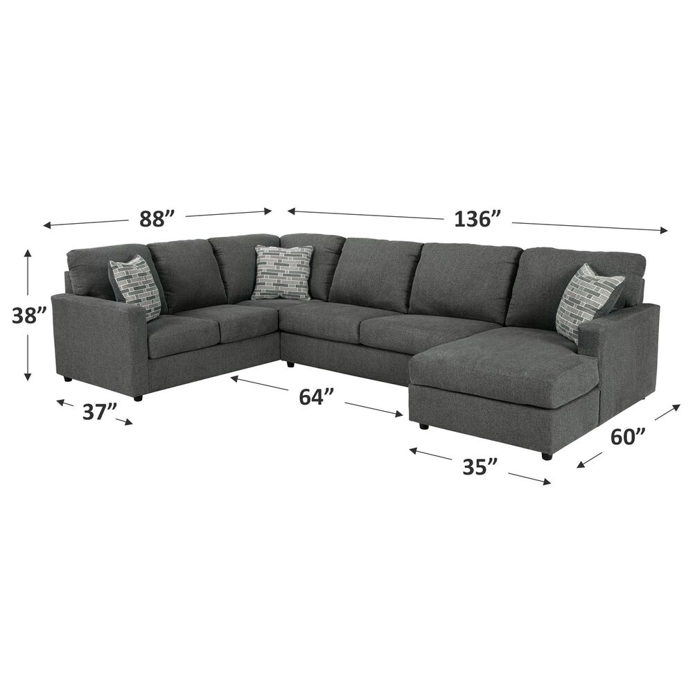 Ashley Edenfield 3-Piece Left Facing U-Shaped Sectional with Chaise in Charcoal, , large