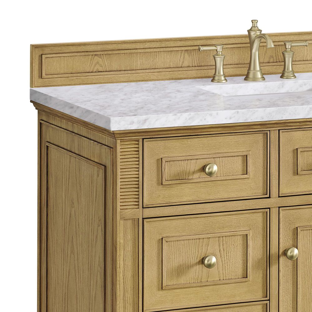 James Martin Vanities Lorelai 48" Single Vanity in Light Natural Oak with 3 CM Carrara White Marble Top, , large