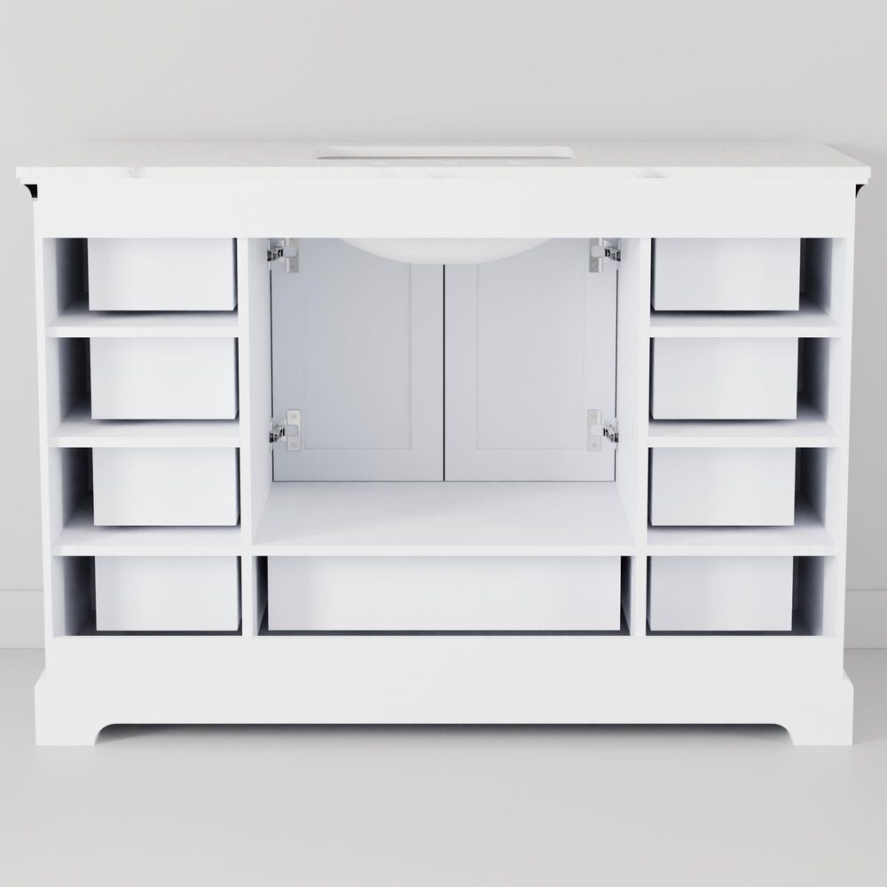 Lexora Home Dukes 48" Single Bathroom Vanity in White with 2 cm White Cultured Marble Top and Rectangular Sink, , large