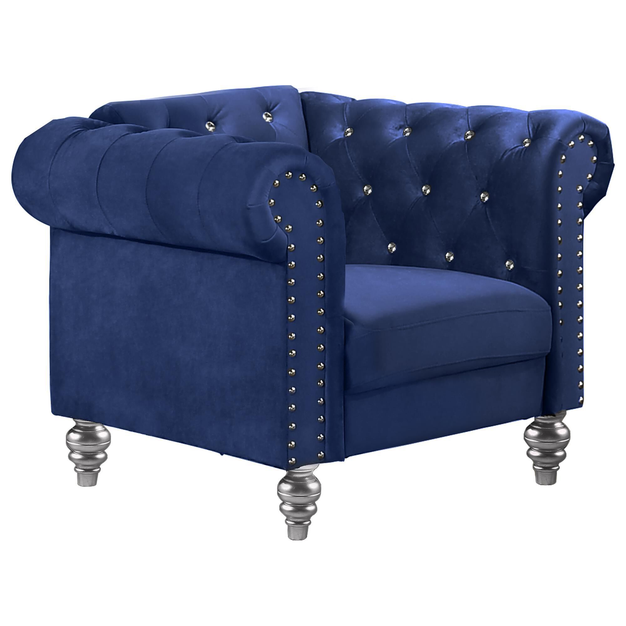 New Heritage Design Emma Accent Chair in Royal Blue Velvet NFM