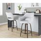 LumiSource Mustang 26" Swivel Counter Stool with Grey Fabric Upholstery in Glazed Walnut and Black (Set of 2), , large
