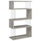 Coaster Emelle 4-Shelf Bookcase with Glass Panel in Light Grey Driftwood and Clear, , large