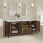 James Martin Vanities Myrrin 72" Double Vanity in Mid Century Walnut with 3 cm Carrara White Marble Top, , large