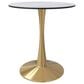 Leisuremod Bristol 24" Round Dining Table with MDF Top in Gold and Marbled White - Table Only, , large