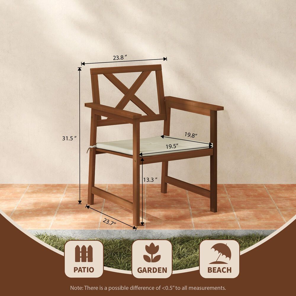 HOMLUX X-Back Patio Armchair with Cushion in Natural (Set of 2), , large