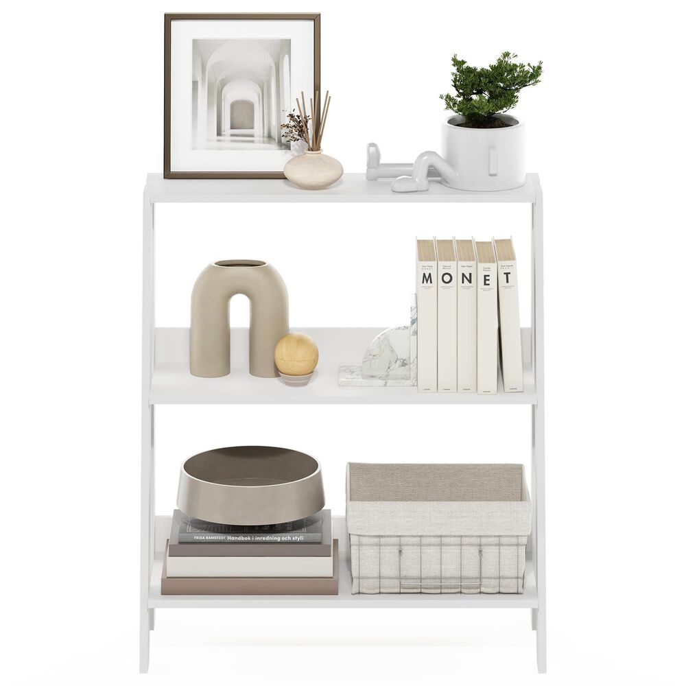 HOMLUX 3-Tier Ladder Display Bookshelf in White, , large