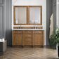 James Martin Vanities Bristol 60" Double Bathroom Vanity in Saddle Brown with 3 cm Carrara White Marble Top and Rectangular Sinks, , large