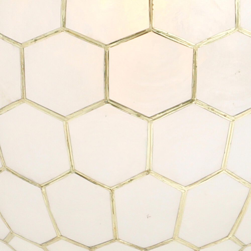 Creative Coop Simone 16" Pendant with Pearly White Shade in Antique Gold, , large