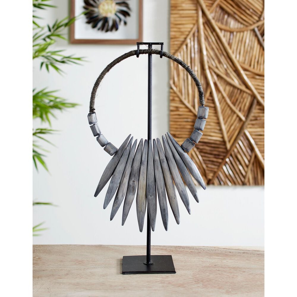 Maple and Jade 20&quot; Bohemian Abstract Sculpture in Black and Light Grey, , large