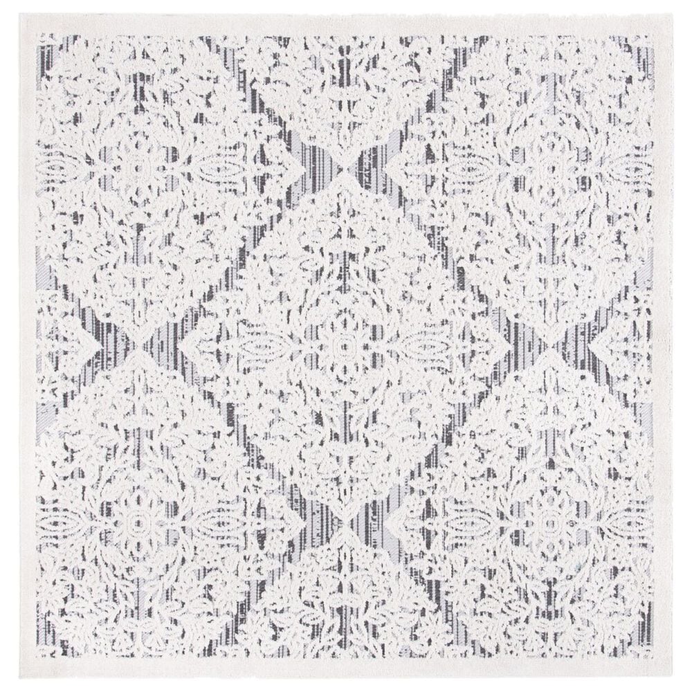 Safavieh Cabana CBN660A 6"7" Square Ivory and Grey Indoor/Outdoor Area Performance Rug, , large