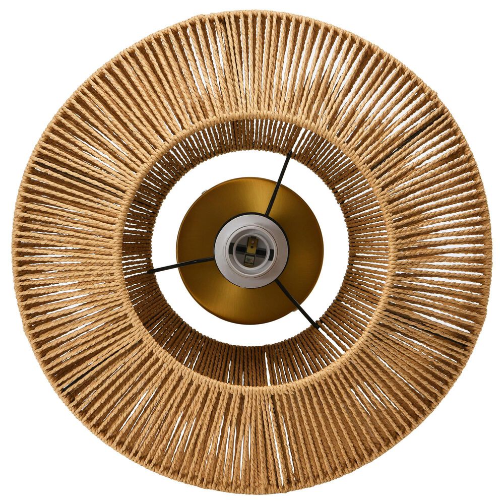 Creative Coop Lillian 1-Light Flush Mount with Natural Paper Rope Shade in Brushed Gold, , large