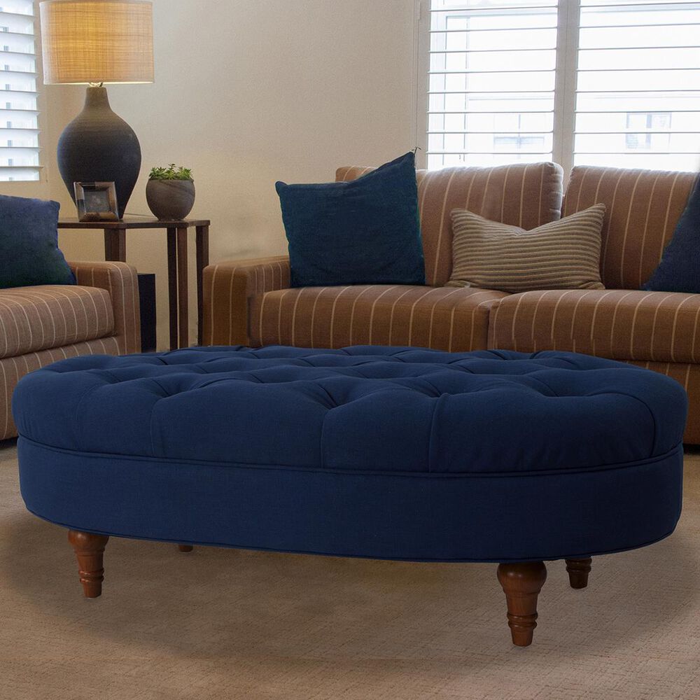 Jennifer Taylor Home Petra Tufted Oval Accent Bench in Midnight Blue, , large