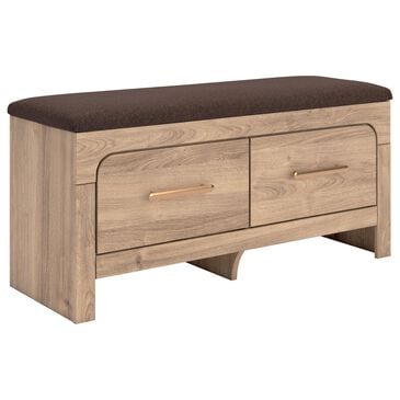 Ashley Kinlanni Storage Bench with Brown Cushion in Tan, , large