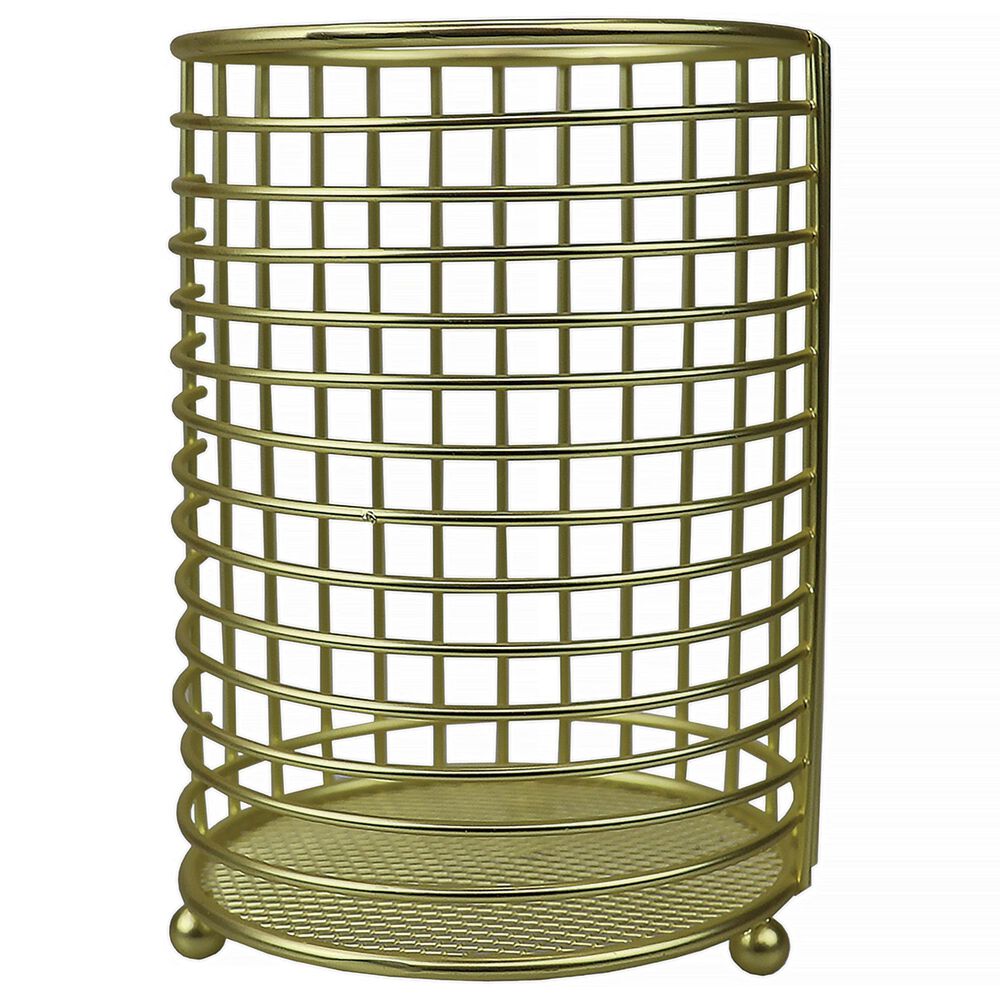 Home Basics Halo Cutlery Holder with Mesh Bottom in Gold Matte, , large