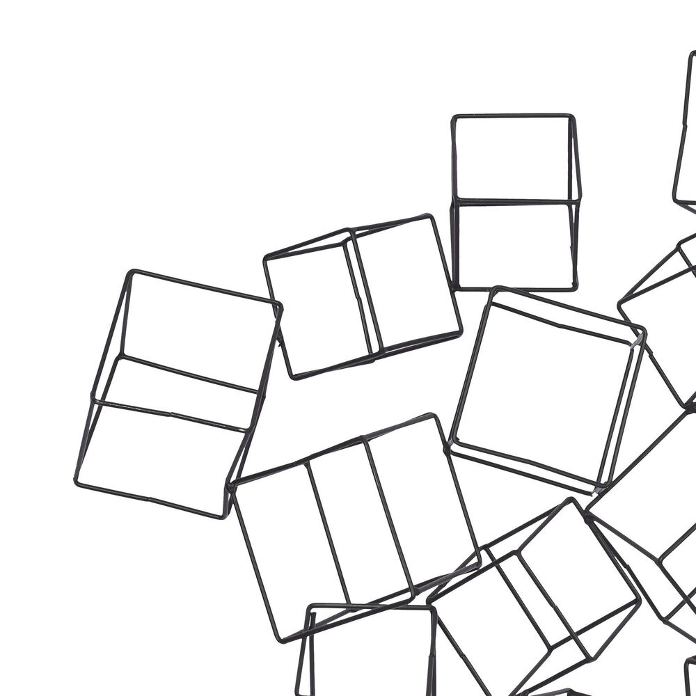 Maple and Jade 48&quot; x 27&quot; 3D Layered Wire Cube Geometric Home Wall Decor in Matte Black, , large